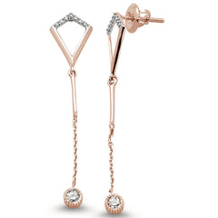 DIAMOND CLOSEOUT! .19ct 14kt Rose Gold Diamond Trendy Drop Dangle Earrings