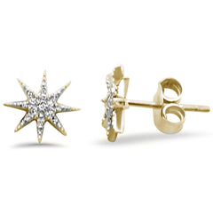 DIAMOND CLOSEOUT! .10ct 14kt Yellow Gold Trendy Starburst Diamond Stud Earrings