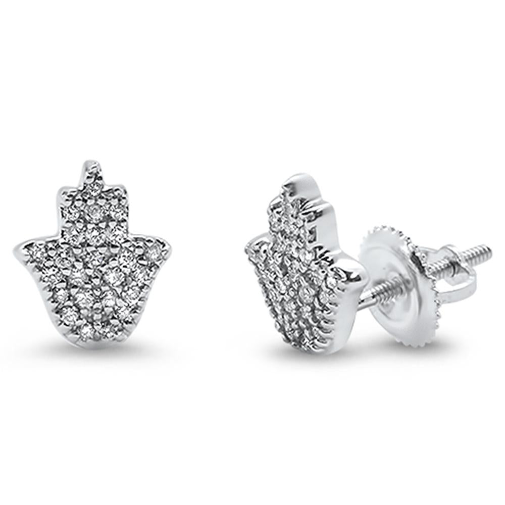 DIAMOND CLOSEOUT! .18ct 14k White Gold Hand of Hamsa Diamond Earrings