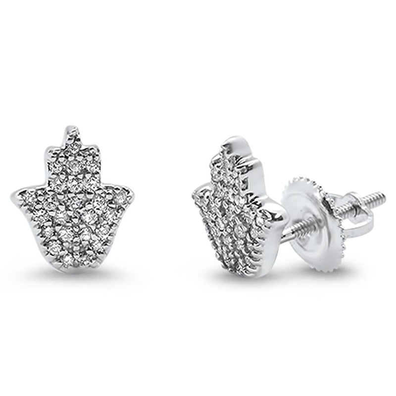DIAMOND CLOSEOUT! .18ct 14k White Gold Hand of Hamsa Diamond Earrings