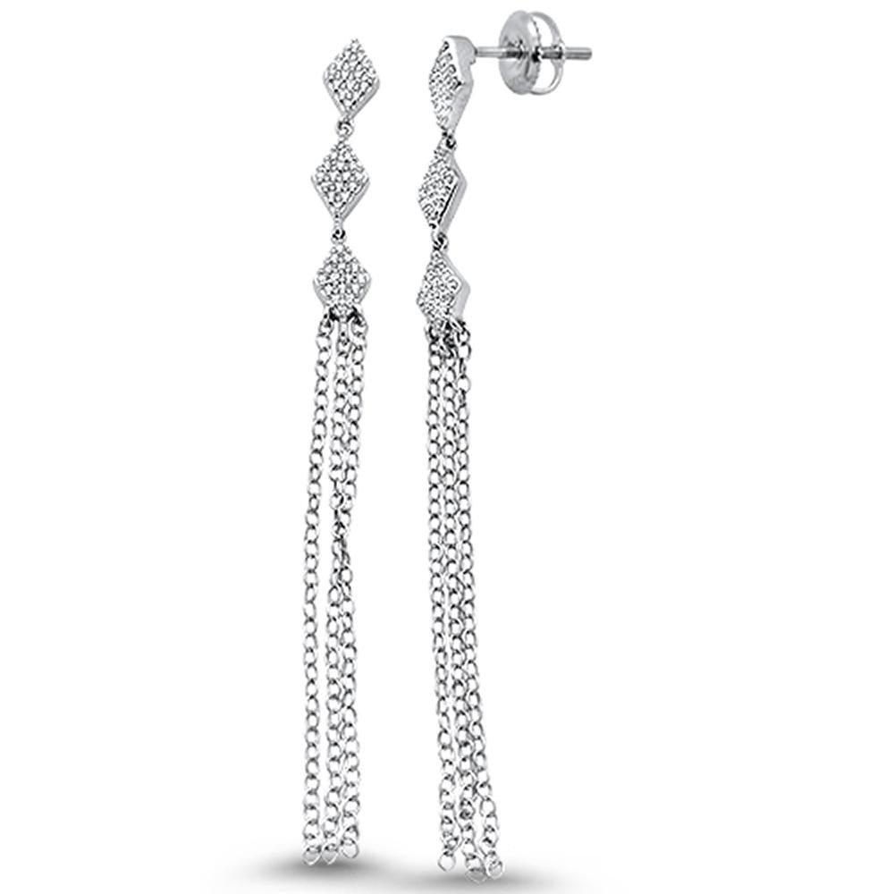 DIAMOND CLOSEOUT! .23ct 14k White Gold Diamond Drop Dangle Tassel Earrings