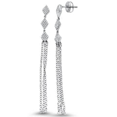 DIAMOND CLOSEOUT! .23ct 14k White Gold Diamond Drop Dangle Tassel Earrings