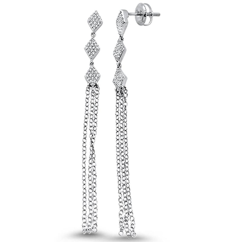DIAMOND CLOSEOUT! .23ct 14k White Gold Diamond Drop Dangle Tassel Earrings