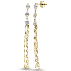 SPECIAL! .19ct 14k Yellow Gold Diamond Drop Dangle Tassel Earrings