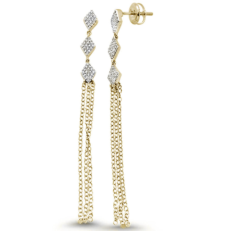 SPECIAL! .19ct 14k Yellow Gold Diamond Drop Dangle Tassel Earrings