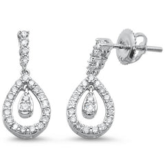 DIAMOND  CLOSEOUT!  .48ct 14k White Gold Tear Drop Dangle Diamond Earrings