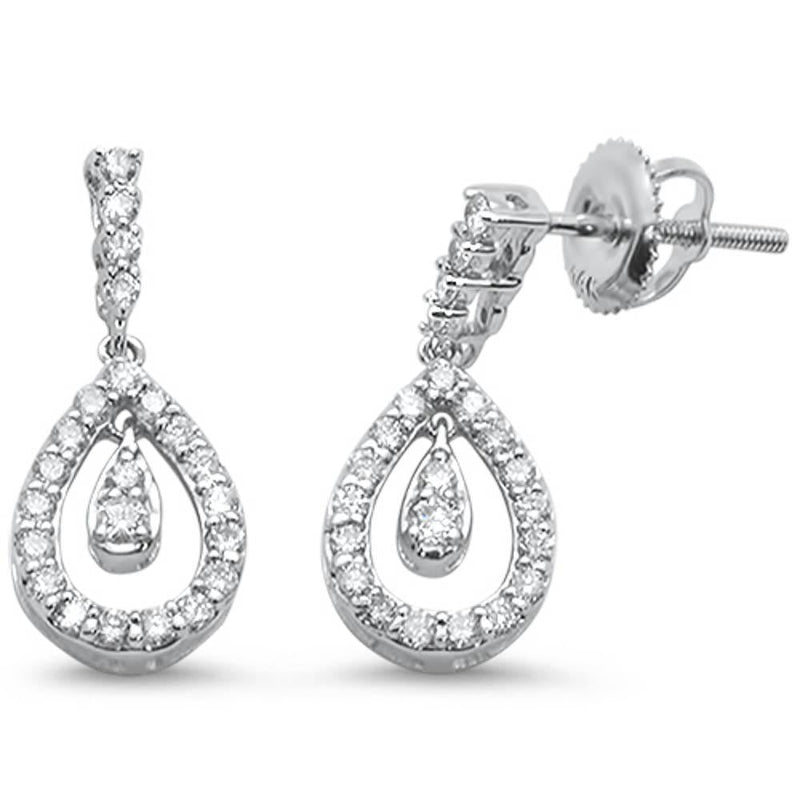 DIAMOND  CLOSEOUT!  .48ct 14k White Gold Tear Drop Dangle Diamond Earrings