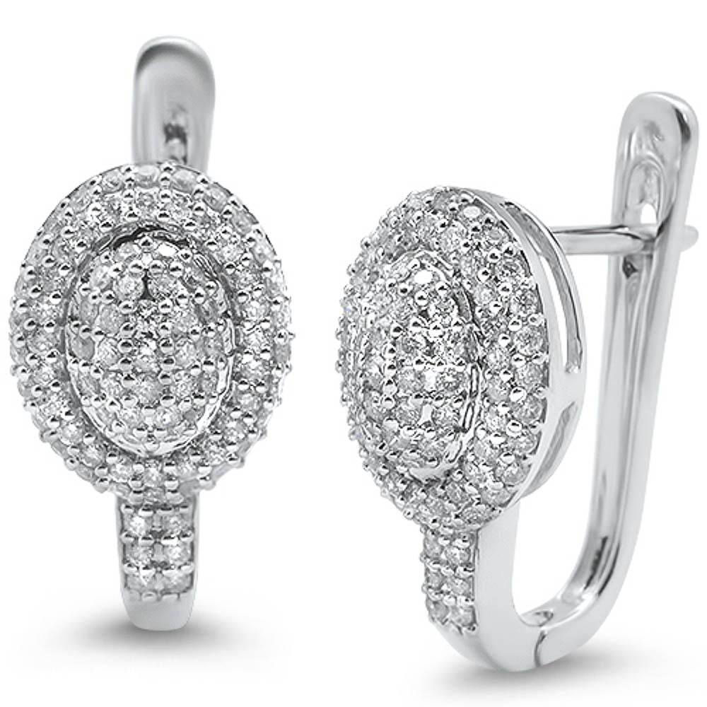 DIAMOND CLOSEOUT!  .95ct 14k White Gold Oval Diamond Lever Back Earrings