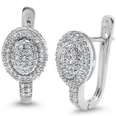DIAMOND CLOSEOUT!  .95ct 14k White Gold Oval Diamond Lever Back Earrings