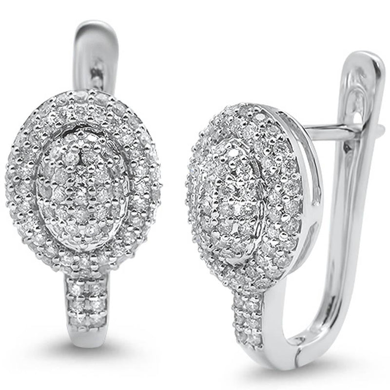DIAMOND CLOSEOUT!  .95ct 14k White Gold Oval Diamond Lever Back Earrings