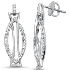 DIAMOND CLOSEOUT! .28ct 14k White Gold Modern Design Drop Diamond Earrings