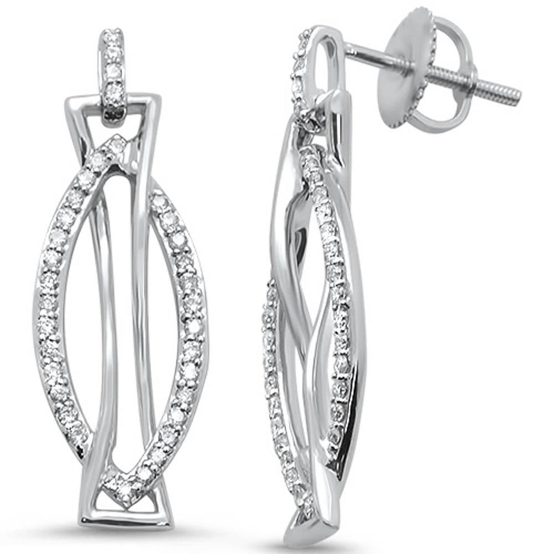 DIAMOND CLOSEOUT! .28ct 14k White Gold Modern Design Drop Diamond Earrings