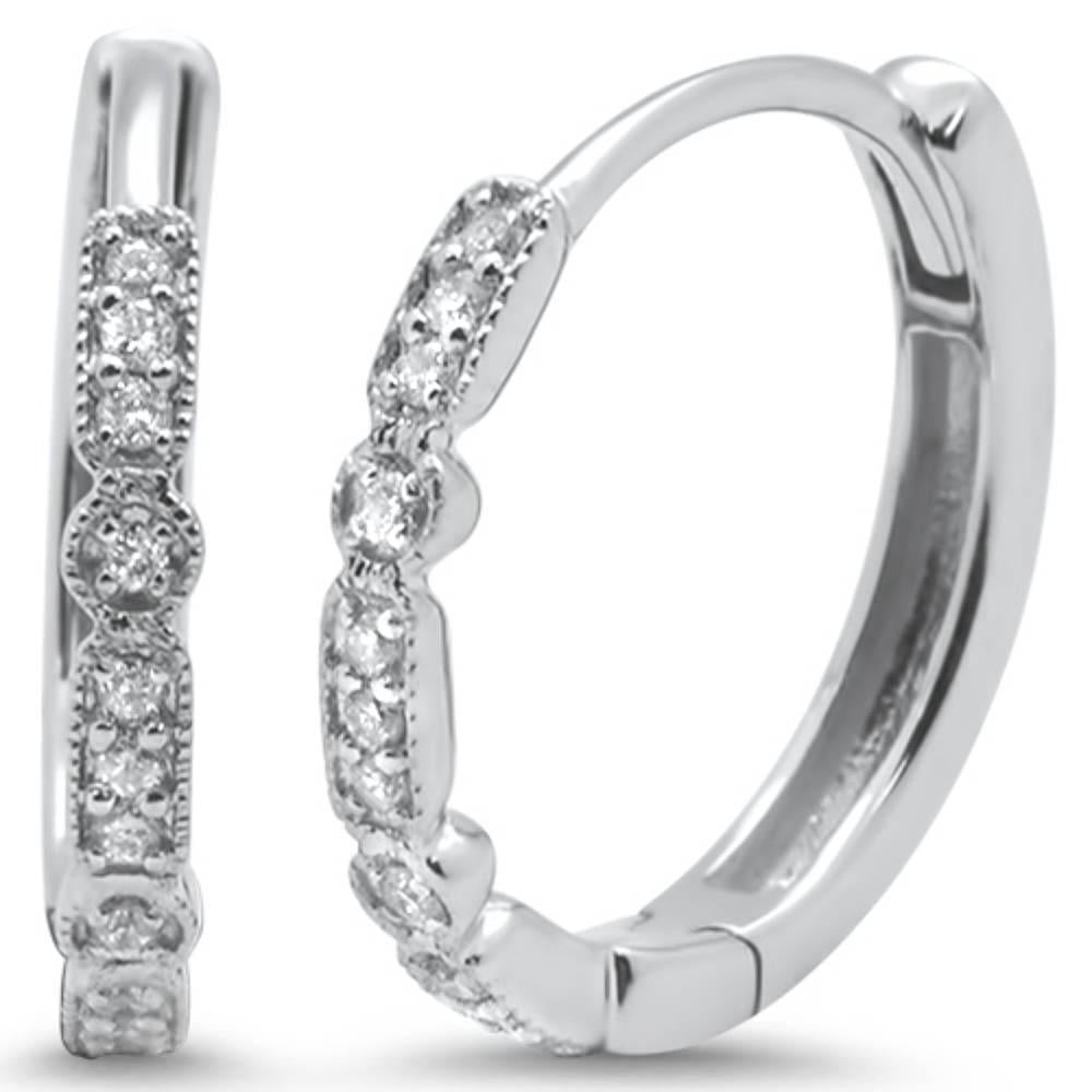 DIAMOND CLOSEOUT! .11ct 14k White Gold Hoop Huggie Hoop Huggie Diamond Earrings