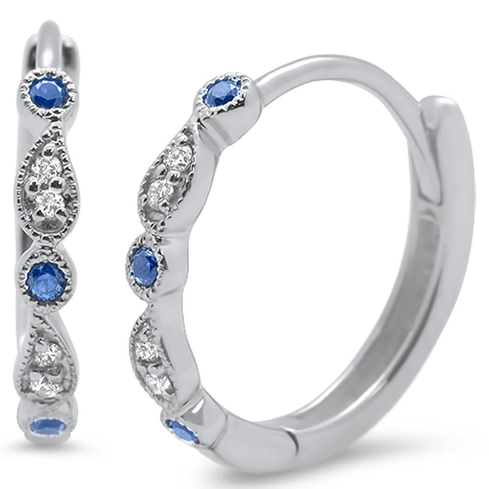 DIAMOND CLOSEOUT! .13ct 14k White Gold Diamond & Blue Sapphire Earringss