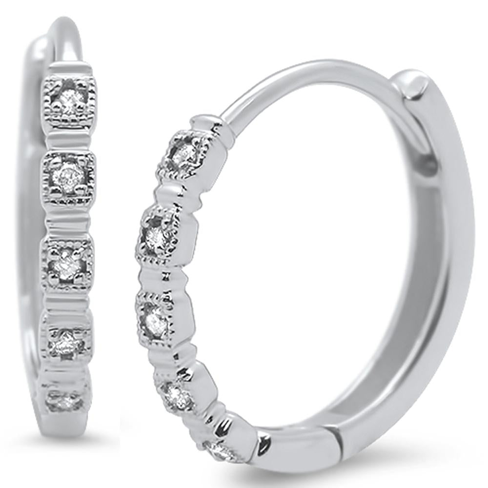 SPECIAL! .07ct 14k White Gold Diamond Hoop Huggie Earrings