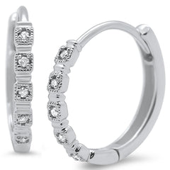 SPECIAL! .07ct 14k White Gold Diamond Hoop Huggie Earrings