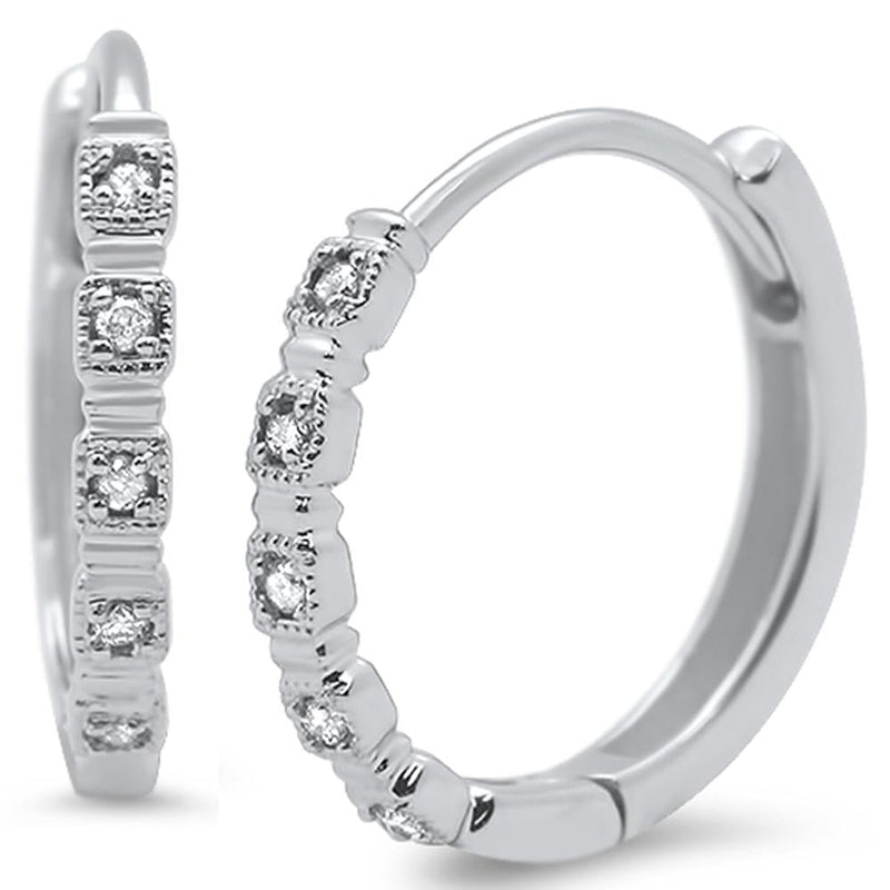 SPECIAL! .07ct 14k White Gold Diamond Hoop Huggie Earrings