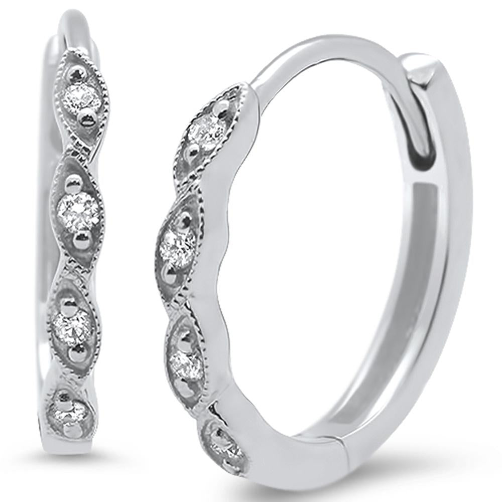SPECIAL! .09ct 14k White Gold Diamond Hoop Huggie Earrings