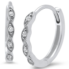 SPECIAL! .09ct 14k White Gold Diamond Hoop Huggie Earrings