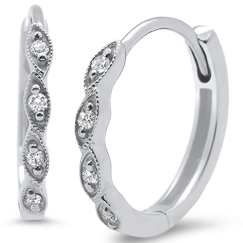 SPECIAL! .09ct 14k White Gold Diamond Hoop Huggie Earrings