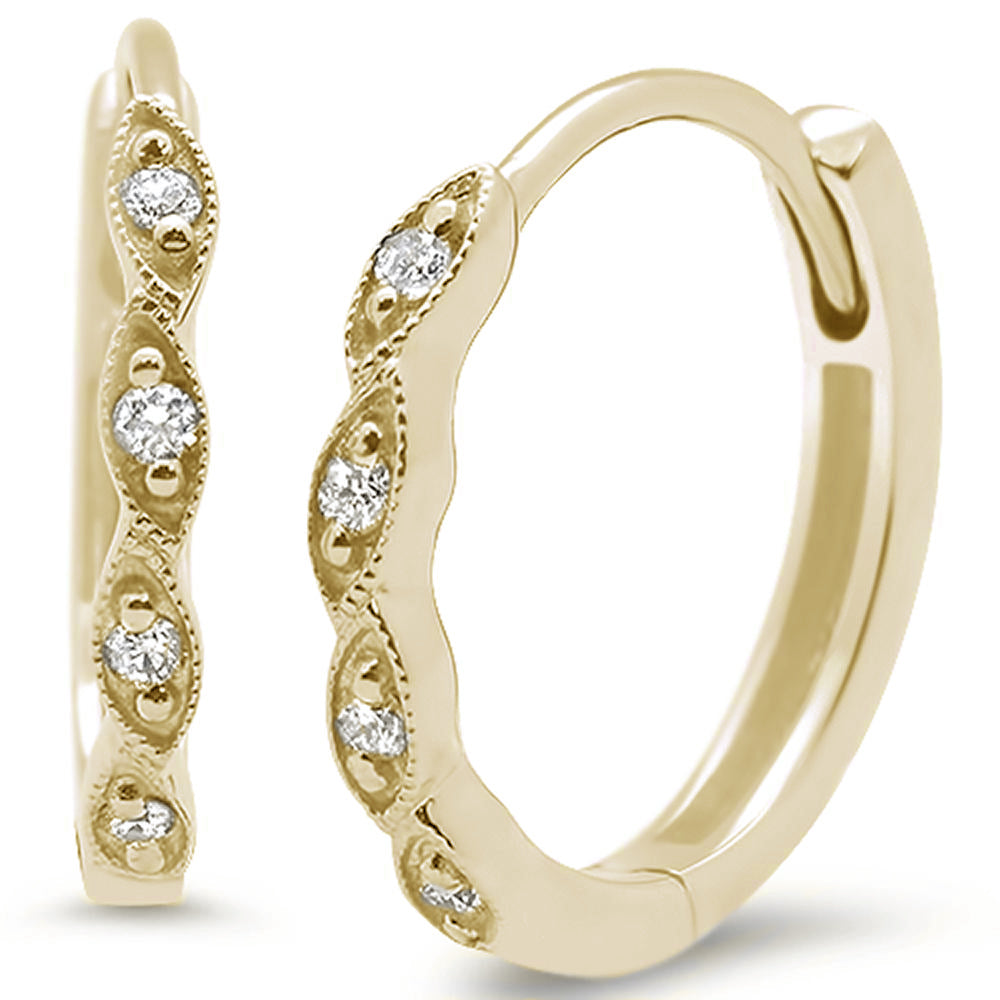SPECIAL! .08ct 14k Yellow Gold Diamond Hoop Huggie Earrings