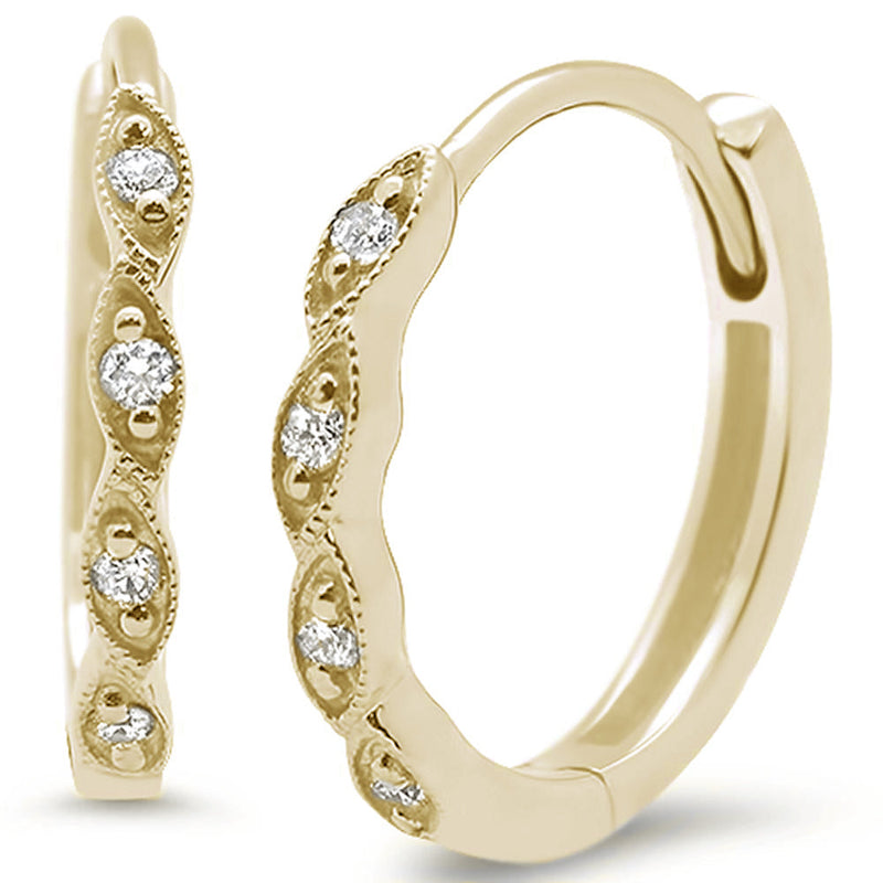 SPECIAL! .08ct 14k Yellow Gold Diamond Hoop Huggie Earrings