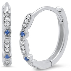 DIAMOND CLOSEOUT! .11ct 14k White Gold Diamond & Blue Sapphire Earrings