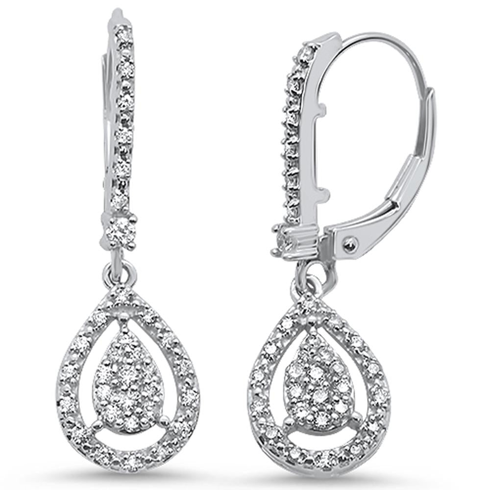 DIAMOND CLOSEOUT! .41ct 14k White Gold Pear Tear Drop Dangle Diamond Earrings