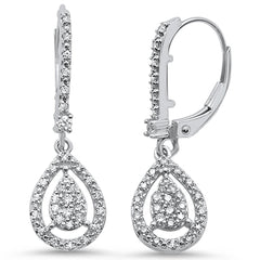 DIAMOND CLOSEOUT! .41ct 14k White Gold Pear Tear Drop Dangle Diamond Earrings