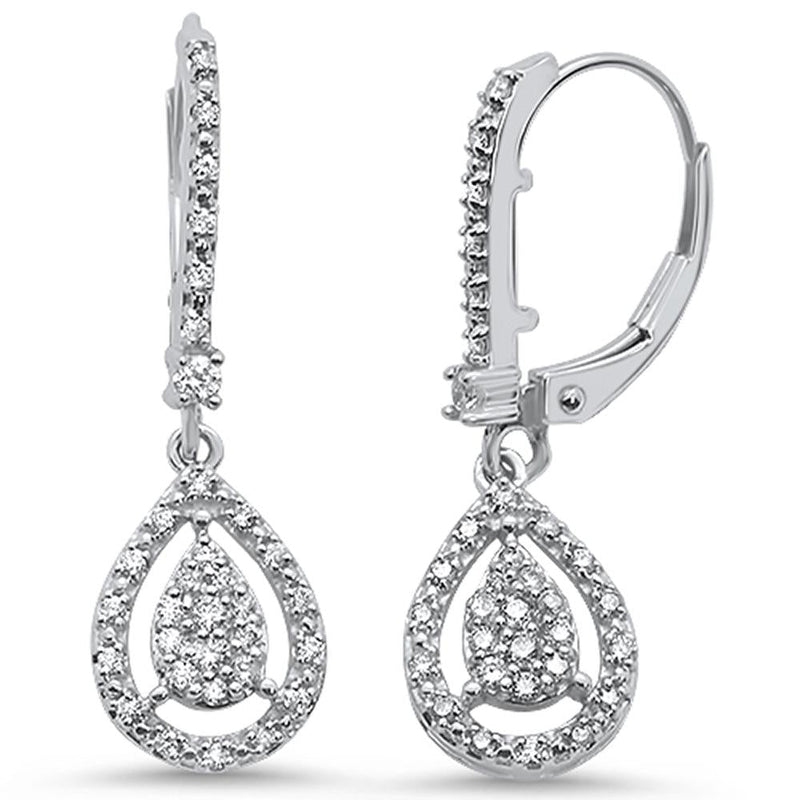 DIAMOND CLOSEOUT! .41ct 14k White Gold Pear Tear Drop Dangle Diamond Earrings