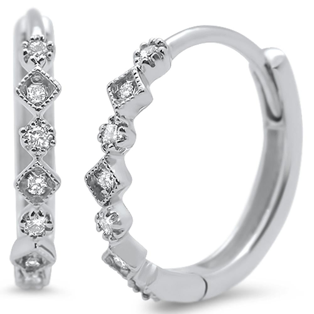 DIAMOND CLOSEOUT! .15ct 14k White Gold Hoop Huggie Diamond Earrings