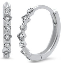 DIAMOND CLOSEOUT! .15ct 14k White Gold Hoop Huggie Diamond Earrings