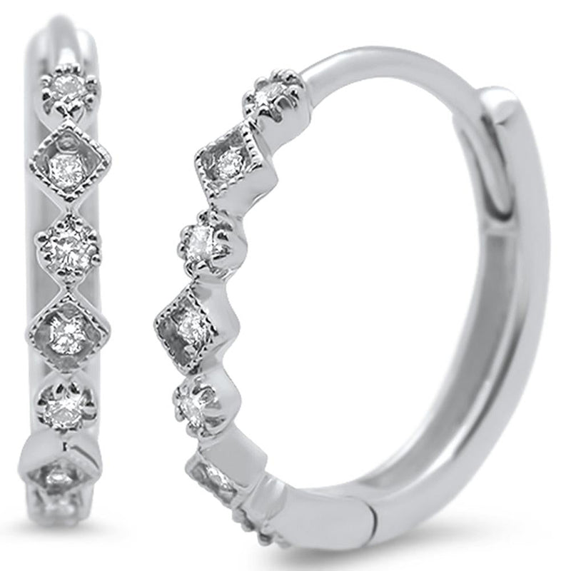 DIAMOND CLOSEOUT! .15ct 14k White Gold Hoop Huggie Diamond Earrings