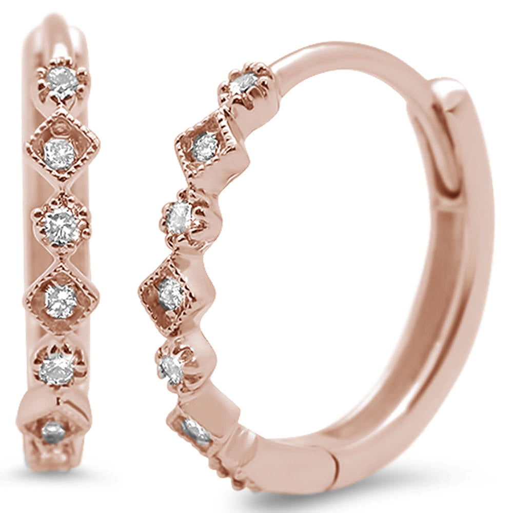 DIAMOND CLOSEOUT! .16ct G SI 14K Rose Gold Diamond Hoop Huggie Earrings