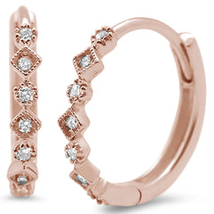 DIAMOND CLOSEOUT! .16ct G SI 14K Rose Gold Diamond Hoop Huggie Earrings