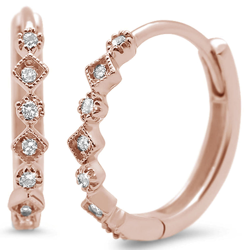 DIAMOND CLOSEOUT! .16ct G SI 14K Rose Gold Diamond Hoop Huggie Earrings