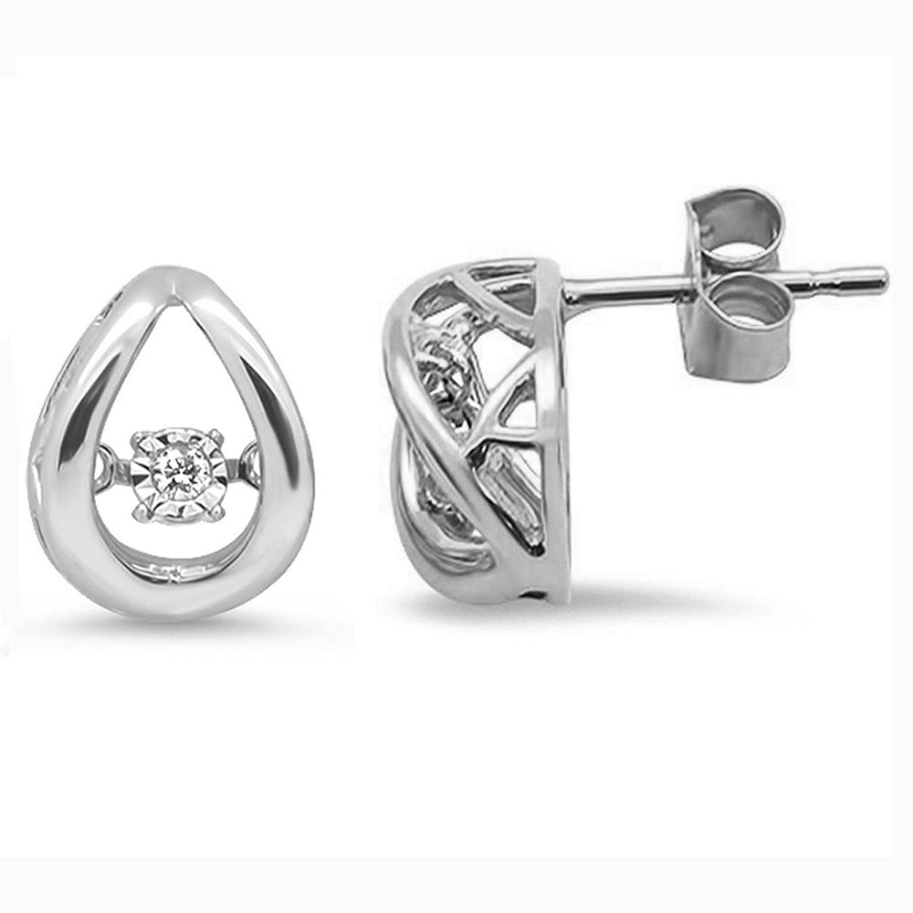DIAMOND CLOSEOUT!  .04ct 14k White Gold Dancing Diamond Earrings