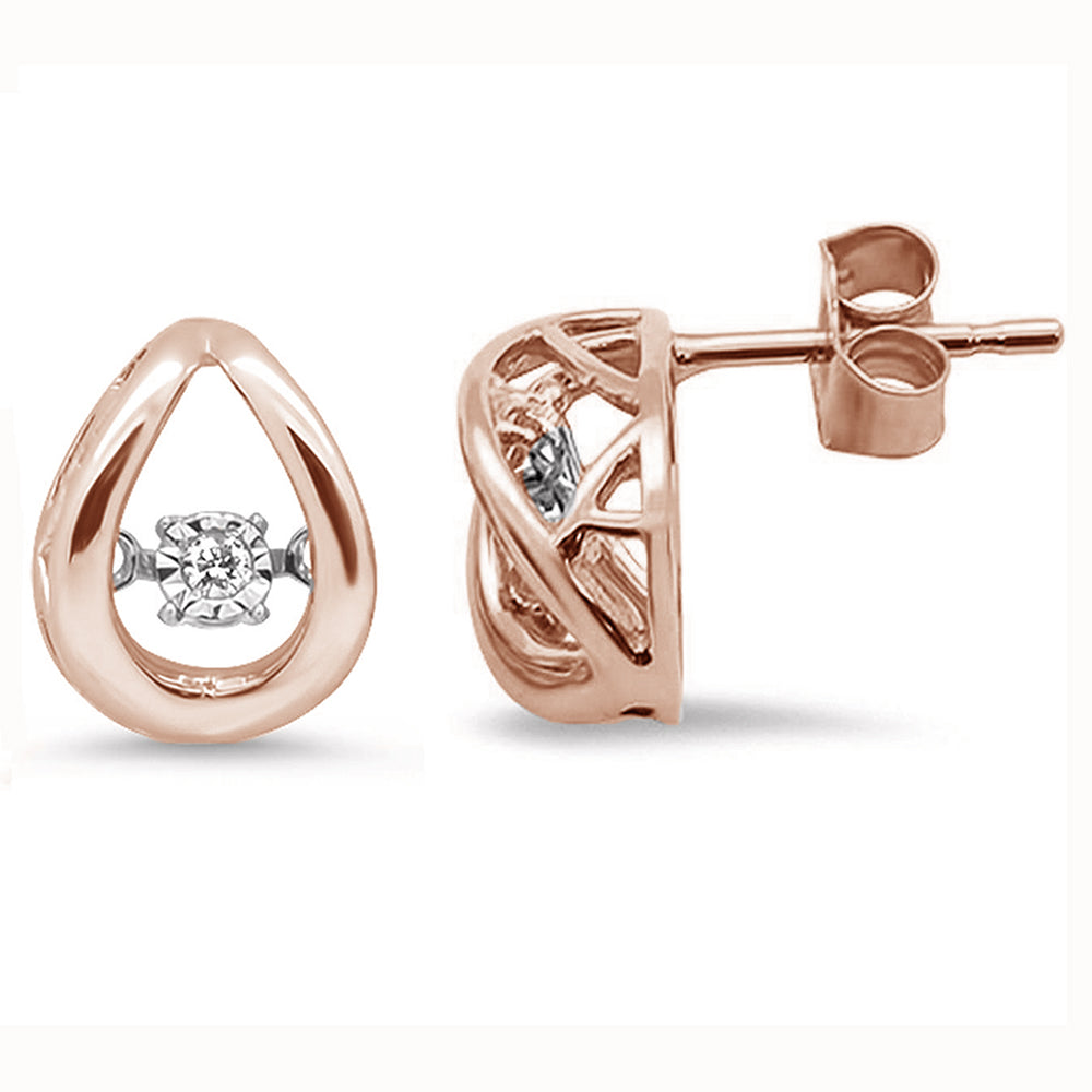 DIAMOND CLOSEOUT!  .04ct 14k Rose Gold Dancing Diamond Earrings