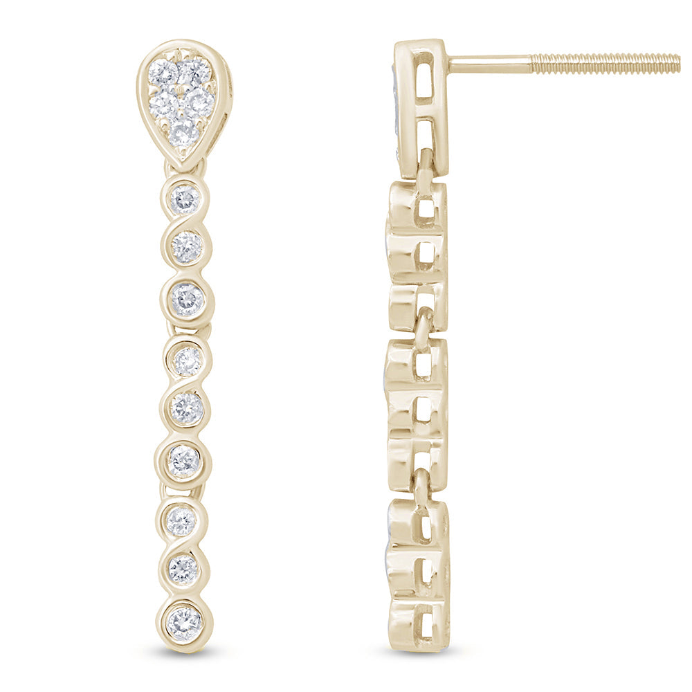 DIAMOND CLOSEOUT! .27ct 14k Yellow Gold Infinity Drop Dangle Diamond Earrings