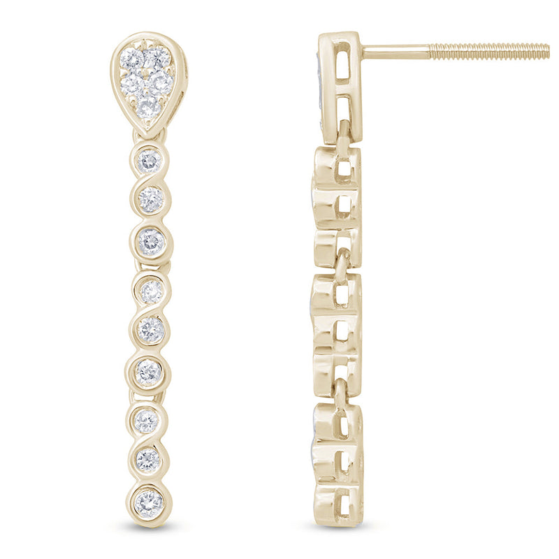 DIAMOND CLOSEOUT! .27ct 14k Yellow Gold Infinity Drop Dangle Diamond Earrings