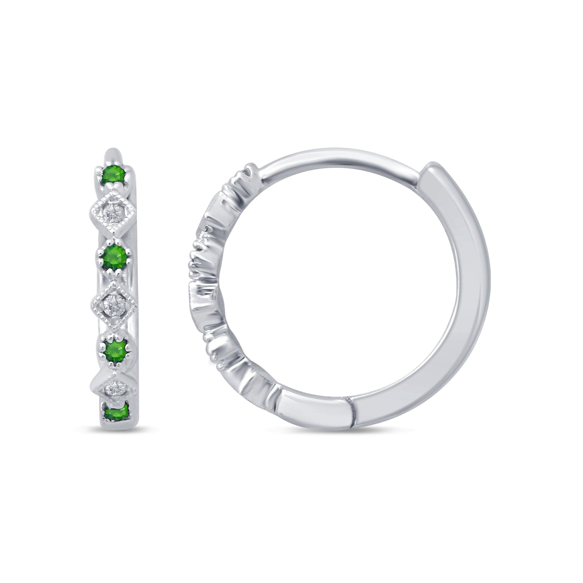 DIAMOND CLOSEOUT! .12ct G SI 14KT White Gold Diamond Trendy Hoop Huggie Earrings