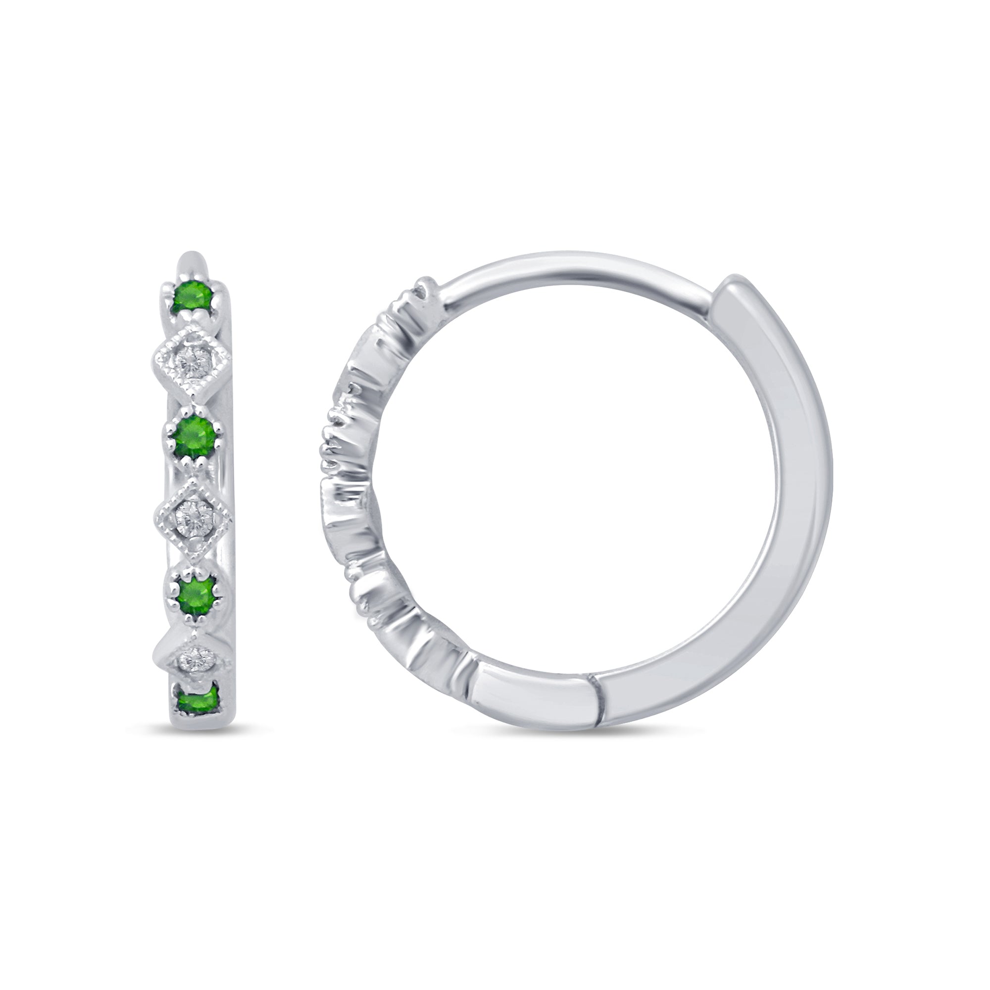 DIAMOND CLOSEOUT! .12ct G SI 14KT White Gold Diamond Trendy Hoop Huggie Earrings