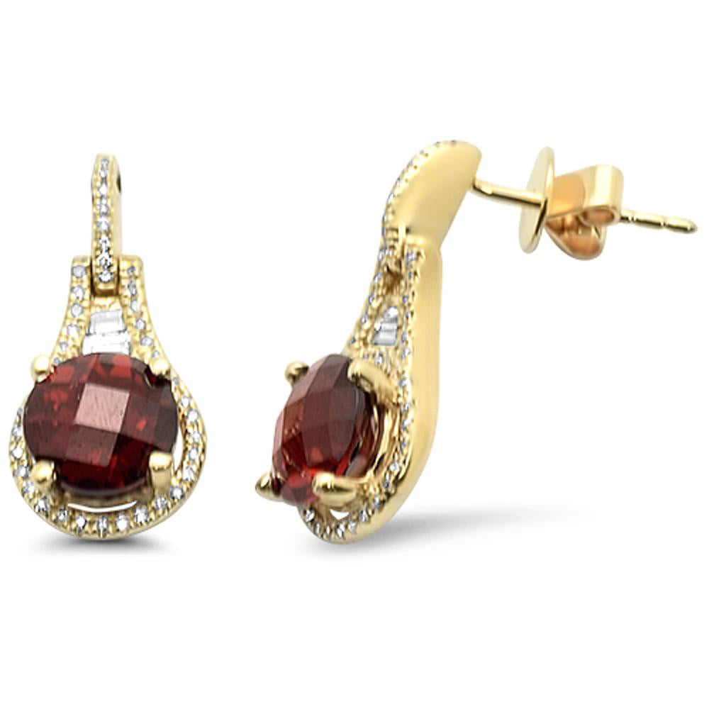 GEMSTONE CLOSEOUT!  3.43cts 14k Yellow Gold Round Garnet & Diamond Earrings