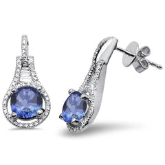 GEMSTONE CLOSEOUT!  2.15cts 14k White gold Round Tanzanite & Diamond Earrings