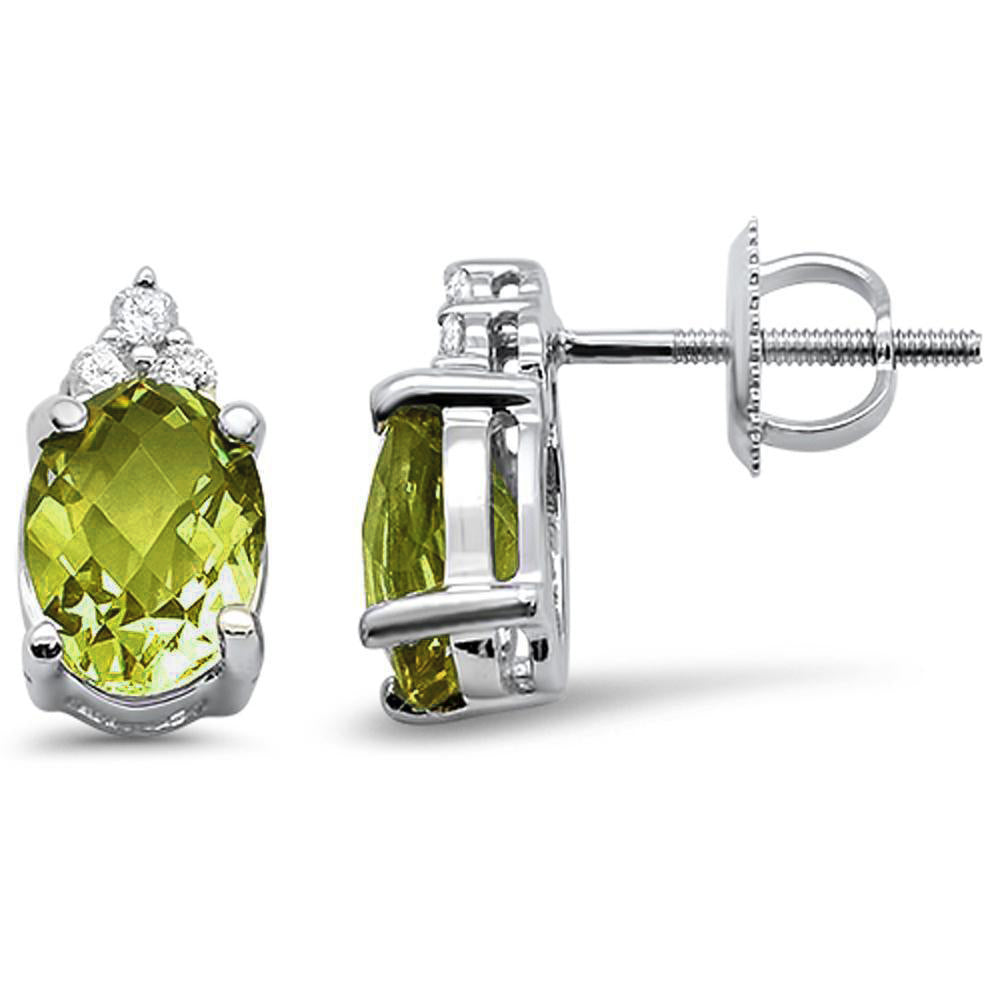 GEMSTONE CLOSEOUT ! 2.39cts 10k White Gold Oval Olive & Diamond Earrings