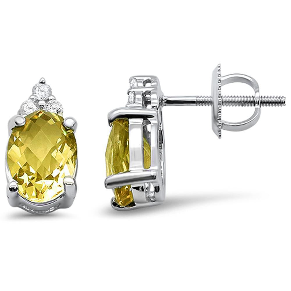 GEMSTONE CLOSEOUT ! 2.29ct 10K White Gold Lemon Gemstone & Diamond Earrings