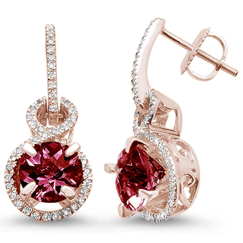 GEMSTONE CLOSEOUT!  5.46ct 10K Rose Gold Rhodiolite & Diamond Drop Earrings