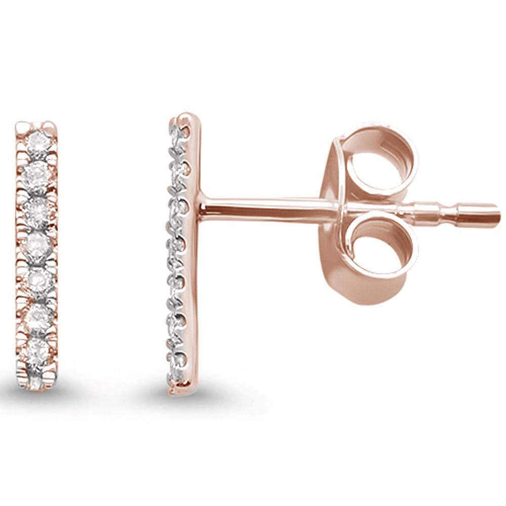 DIAMOND CLOSEOUT! .11ct 14kt Rose Gold Diamond Line Modern Earrings