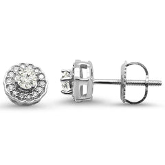 DIAMOND CLOSEOUT! .22ct 10k White Gold Round Flower Stud Diamond Earrings