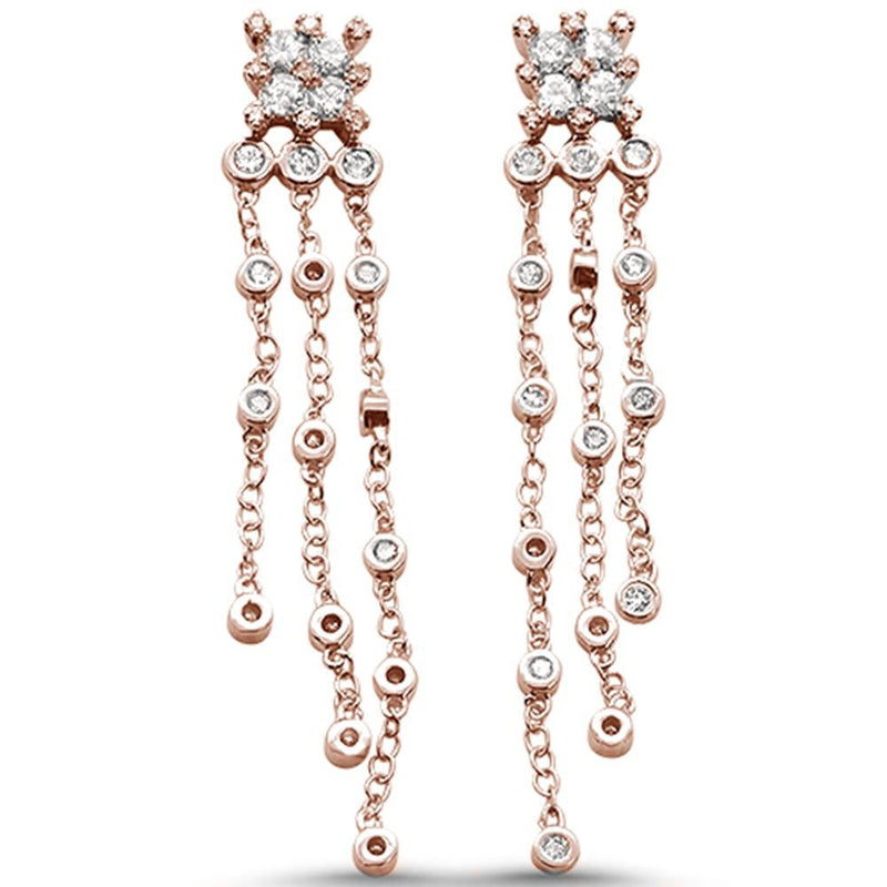 DIAMOND CLOSEOUT! .65cts 14k Rose Gold Diamond Drop Dangle Chandelier Earrings